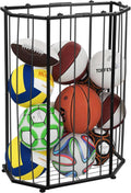Garage Ball Storage Rack with Bungee Cord - Wall or Floor Mount