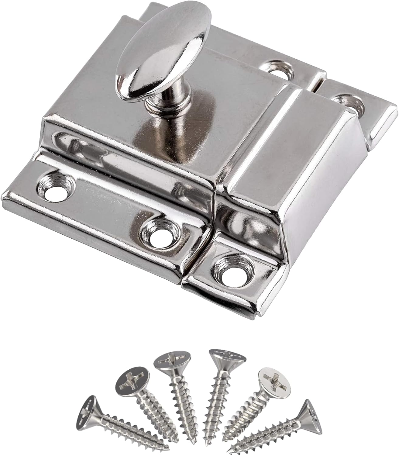 Large Stamped Nickel Plated Cabinet Door Latch for Vintage Decor