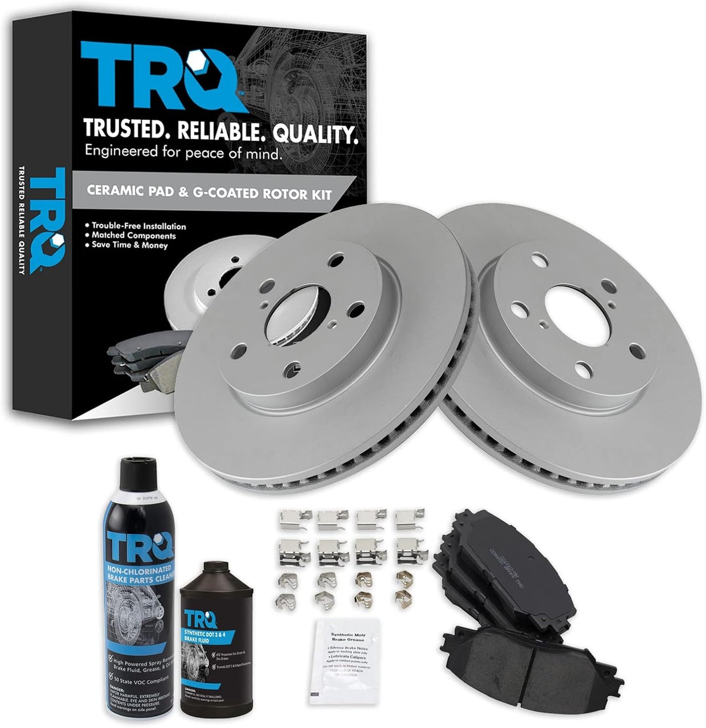 TRQ Front Ceramic Brake Pad and Rotor Kit for Toyota Lexus