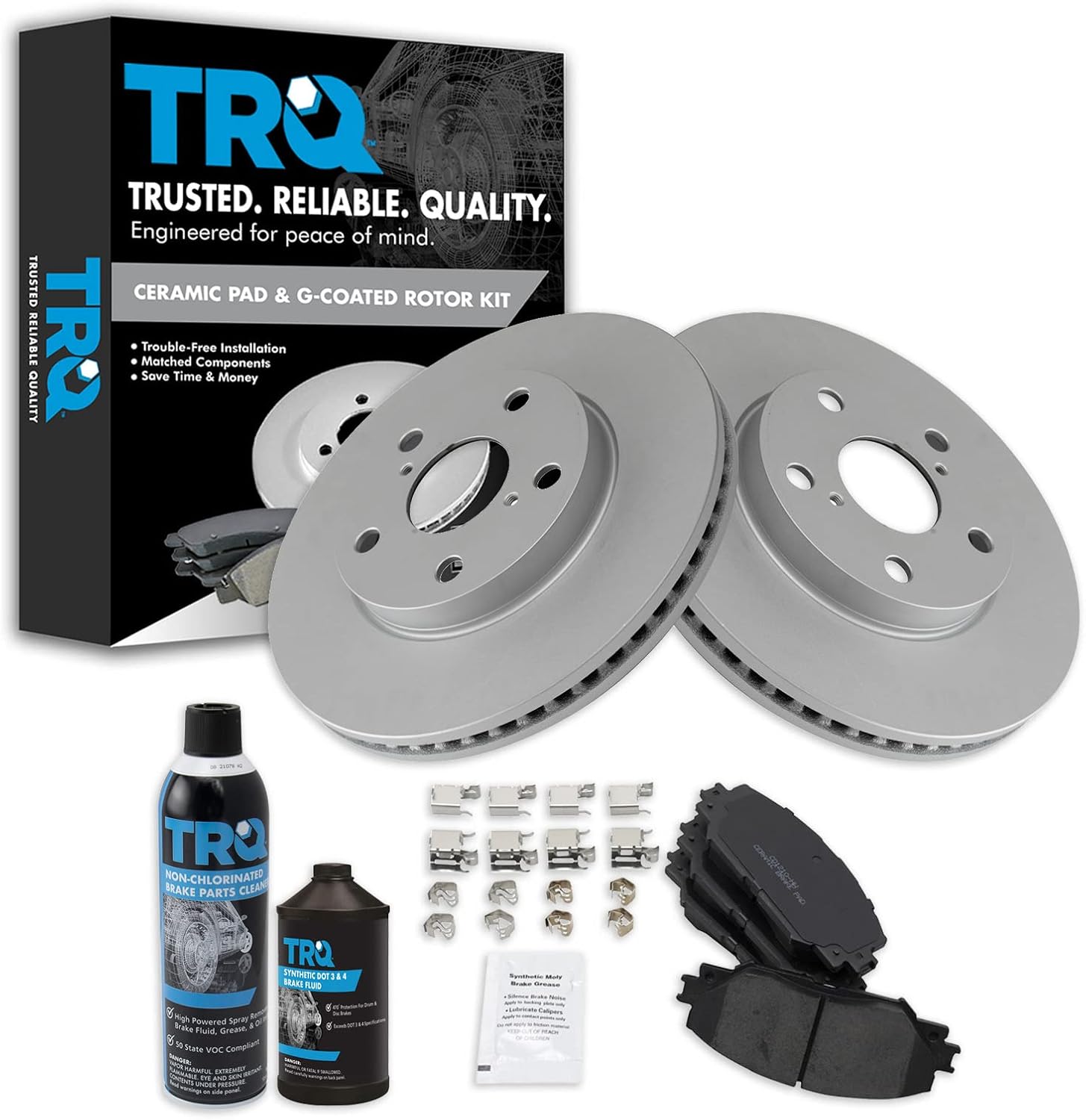 TRQ Front Ceramic Brake Pad and Rotor Kit for Toyota Lexus