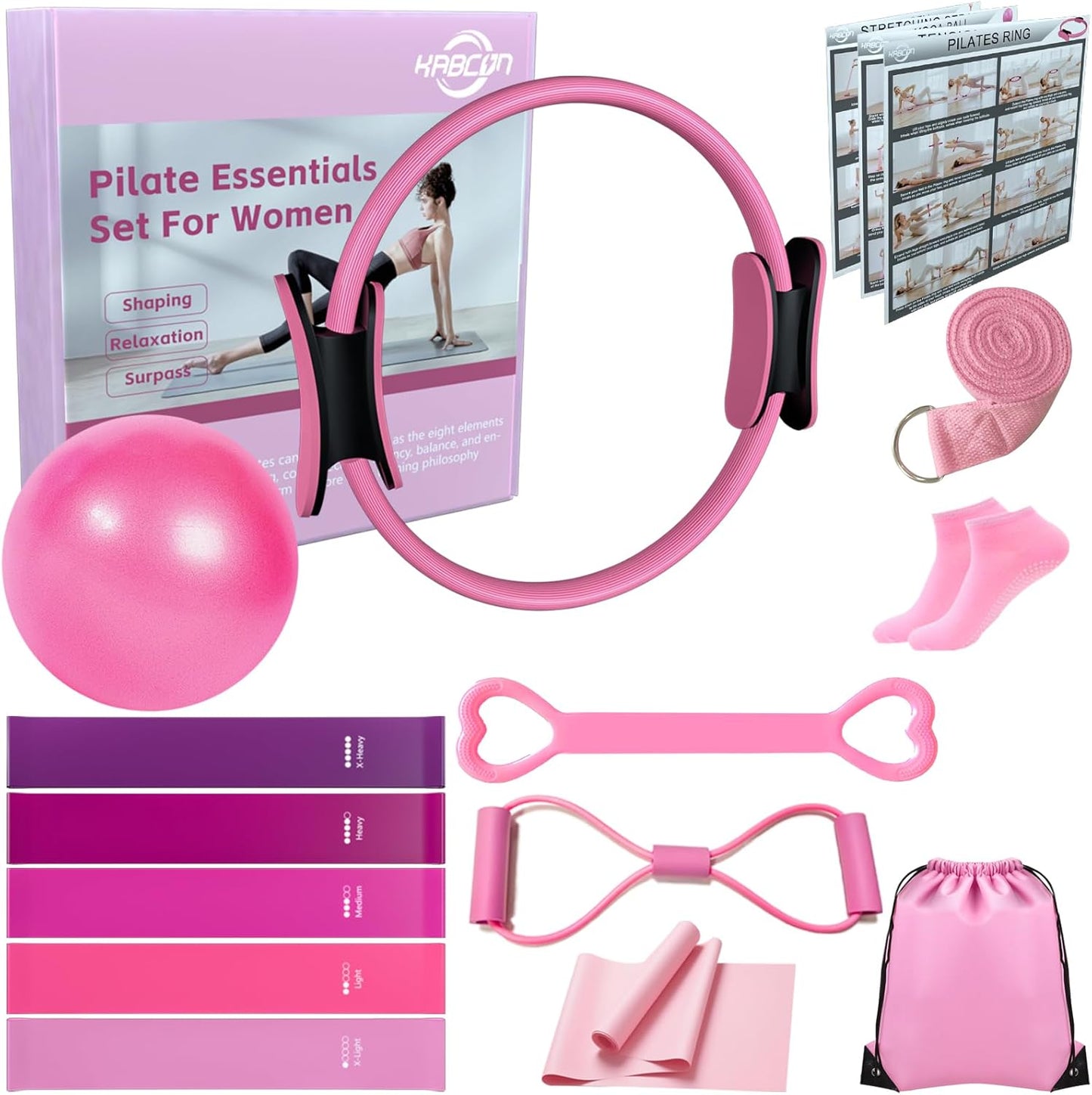 KABCON Pilates Equipment Essentials Set for Home Workouts