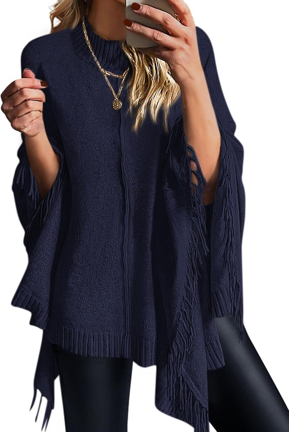 Trendy Chunky Knit Fringe Shawls for Women - Fall Winter Style