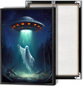 Vintage Halloween Ufo Ghost Wall Art 16x24in Black Framed - Dark