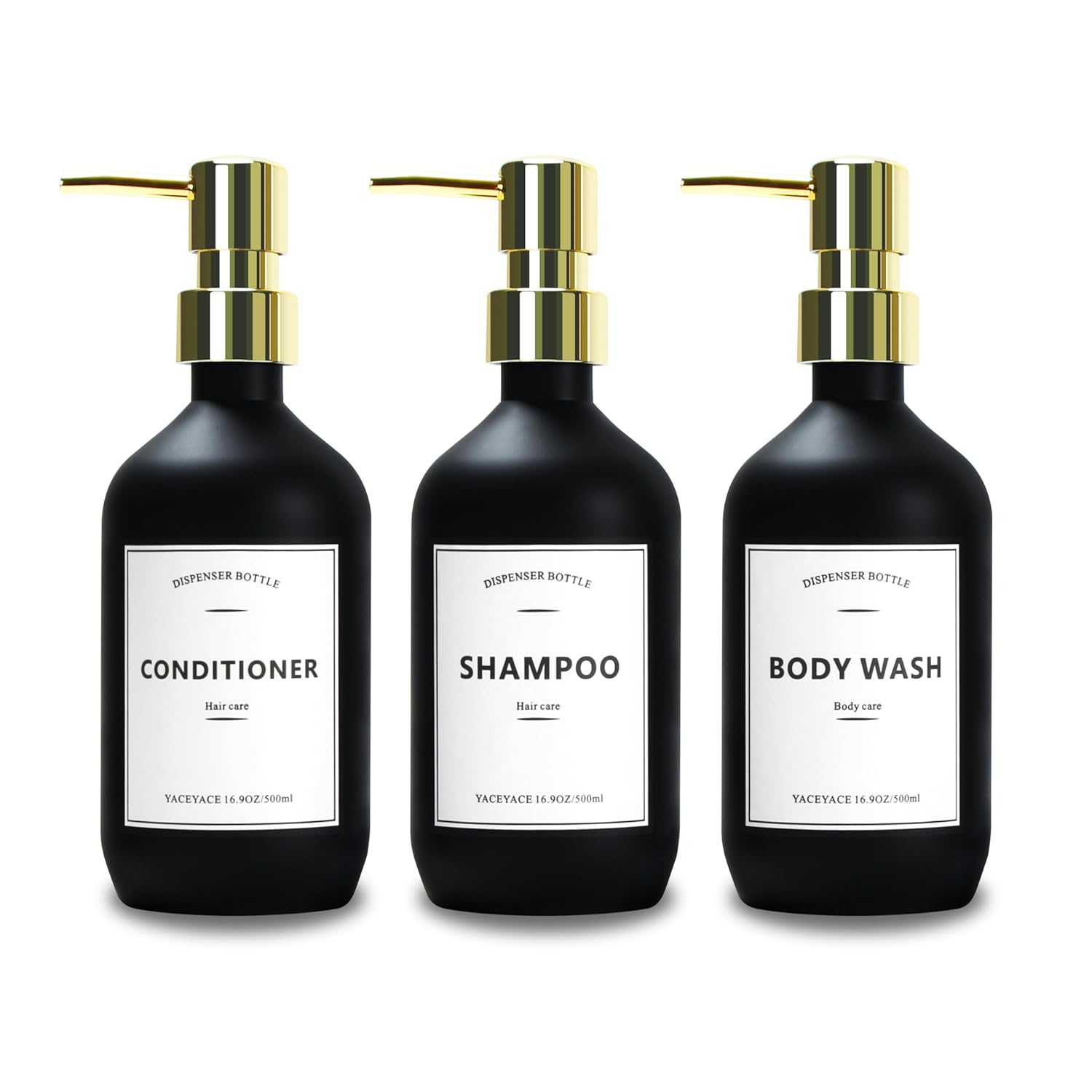 YACEYACE Matt Black Shower Dispenser Set