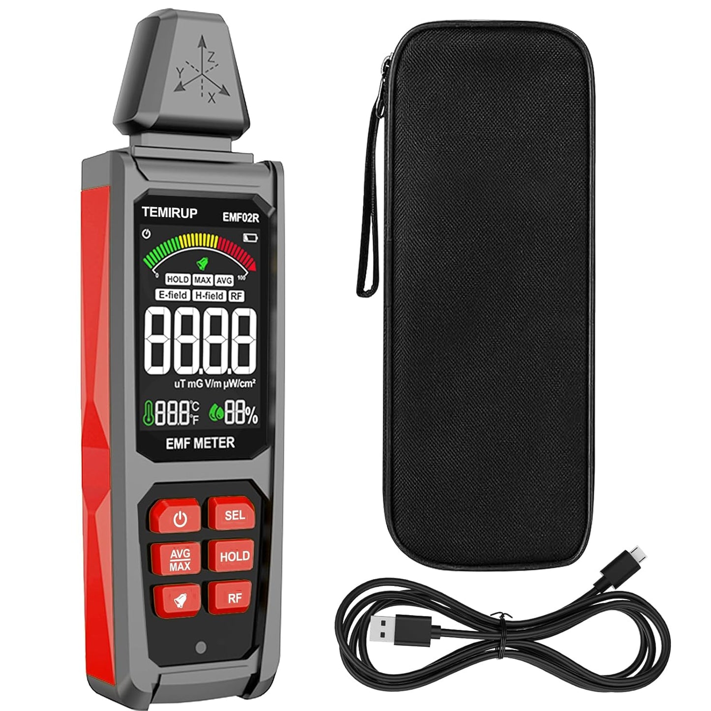 TEMIRUP 5 in 1 Handheld EMF Detector for Home and Office Use