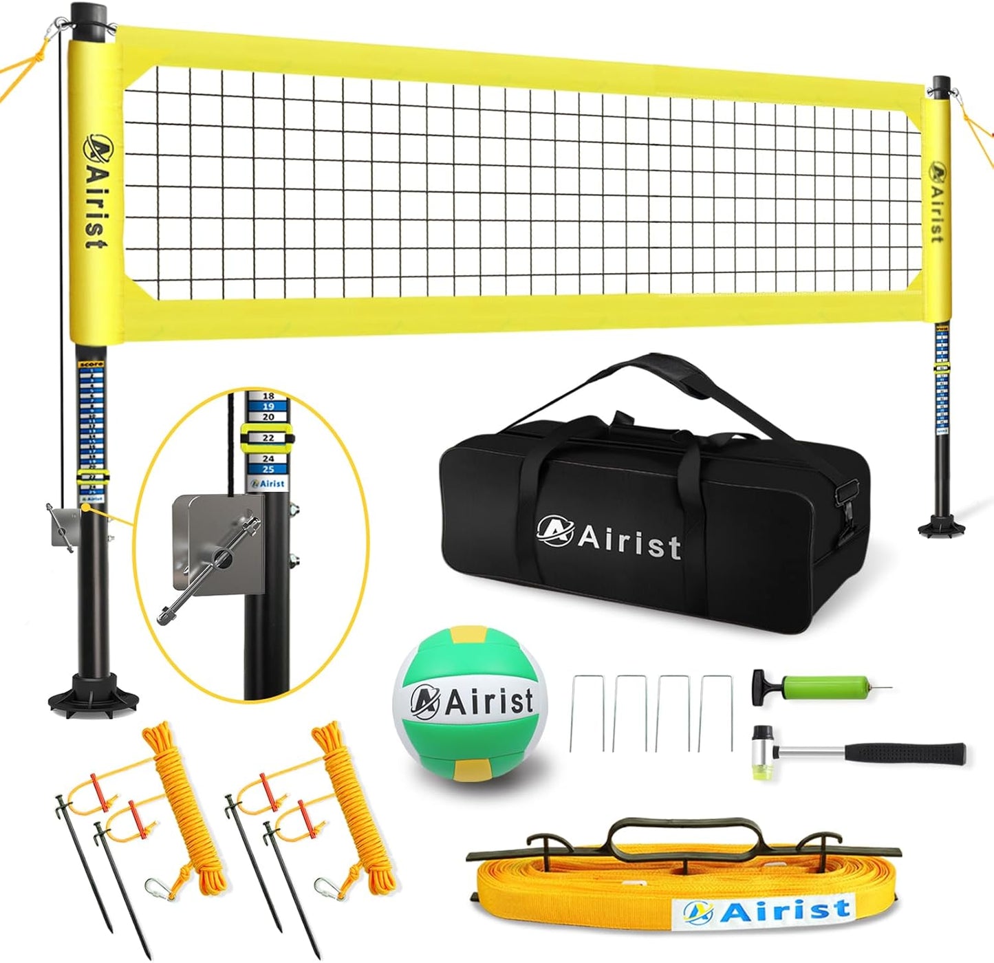 Heavy Duty Volleyball Net Outdoor Set with Adjustable Poles