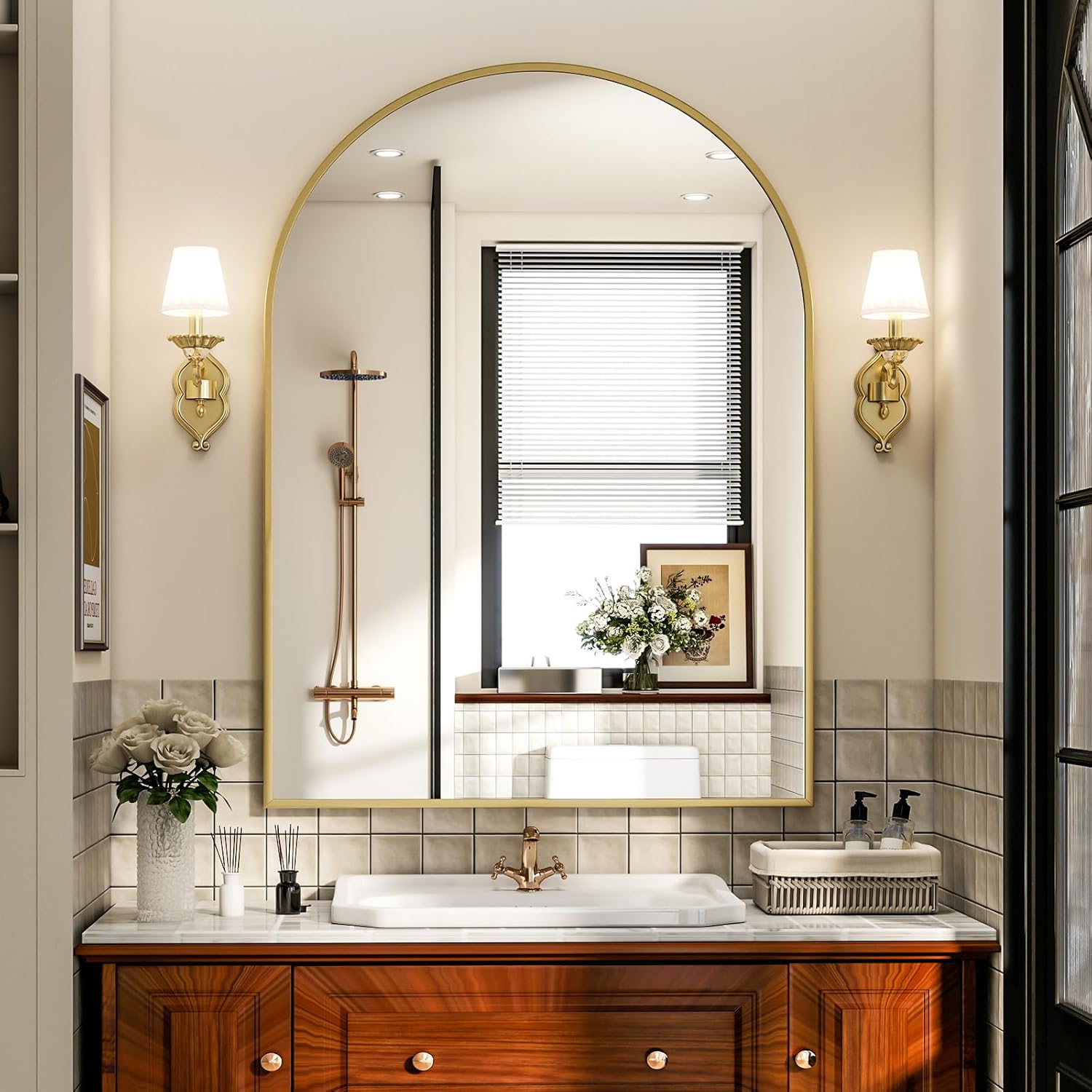Arched Bathroom Mirror 24x36 Inch - Elegant Wall Mounted Design