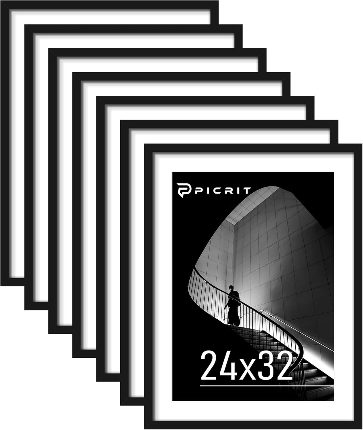 Picrit 24x32 Black Poster Frame 7 Pack for Wall Mounting