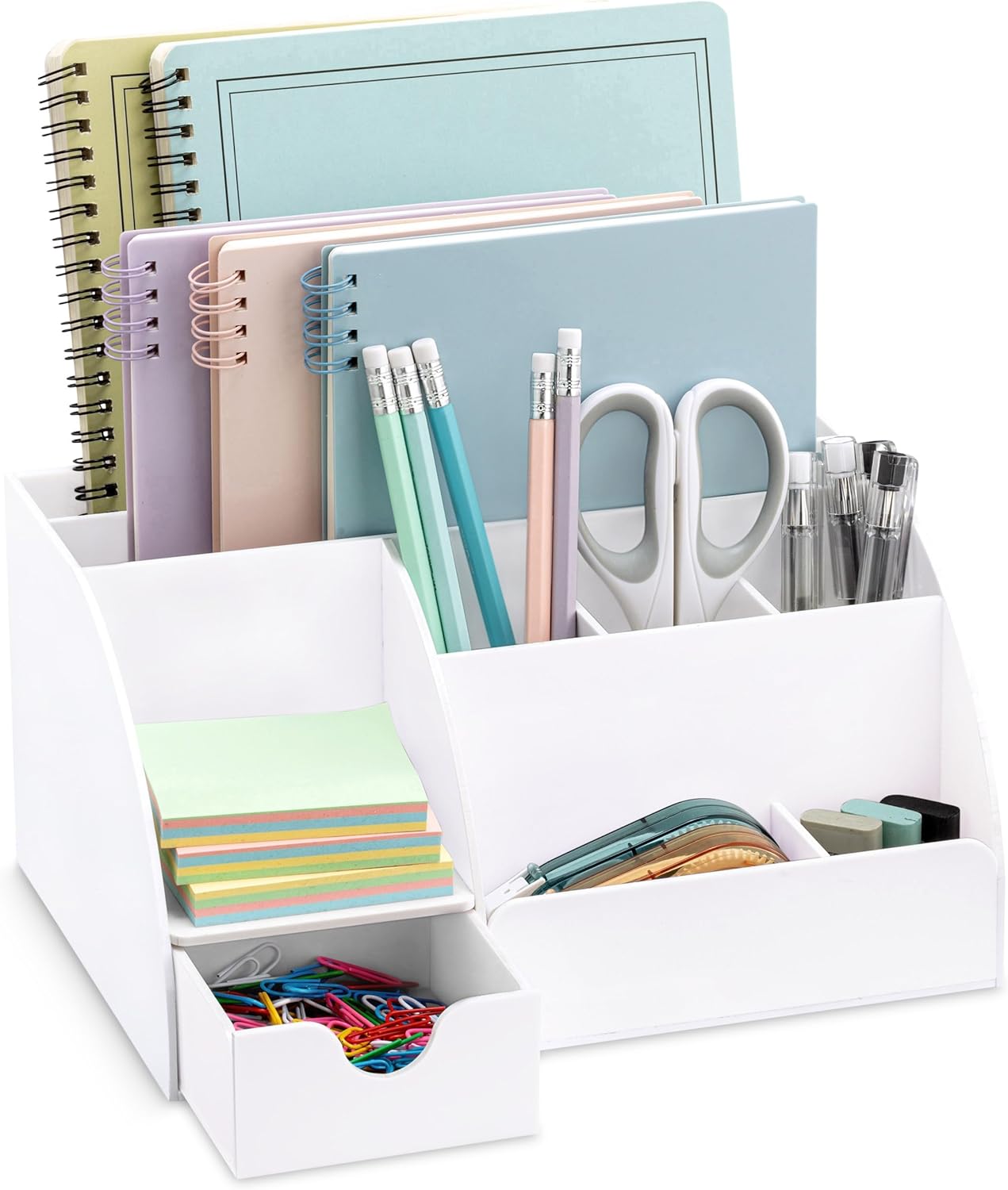 Efficient White 9-Compartment Desk Organizer - Keep Your Desk Neat! | My Space Organizers