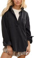 Women's Oversized Polo Neck Sweatshirt - Slouchy Cozy Layering