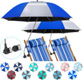 2 Pack Beach Umbrella with 360 Universal Clamp - Portable UPF50+ Shade