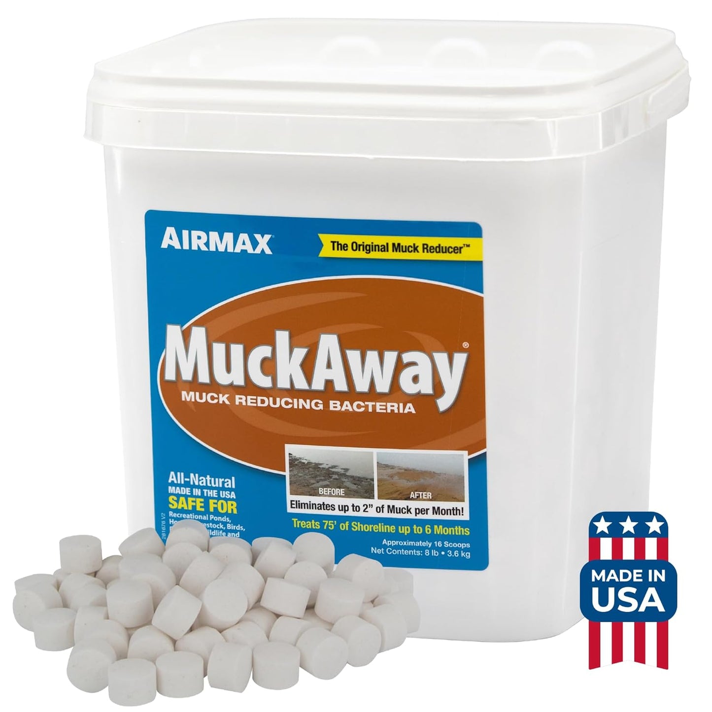 Airmax MuckAway Natural Pond Muck Remover for Clear Water