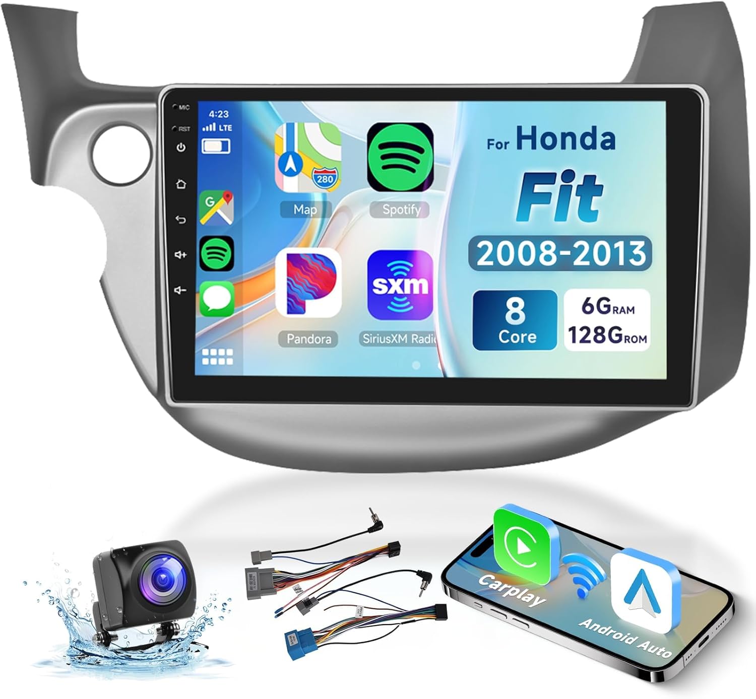 8 CORE Car Radio with Wireless CarPlay for Honda Fit 2008-2013