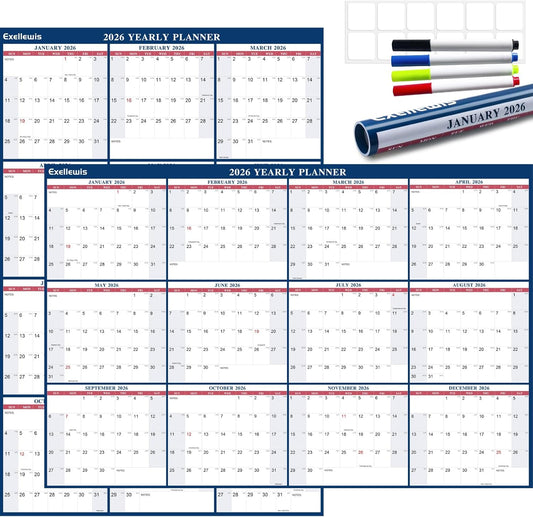 2026 Wall Calendar - Large Wet & Dry Erase Planner for Home