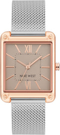 Nine West Women's Mesh Bracelet Watch - Elegant Taupe Dial