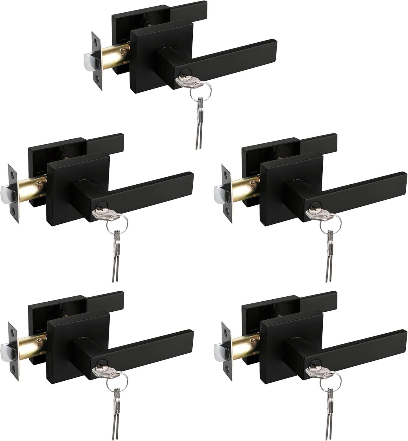 Keyed Entry Solid Door Lever in Matte Black Finish for Security