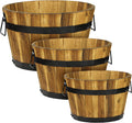 Set of 3 Wooden Flower Planters for Outdoor Gardening Decor