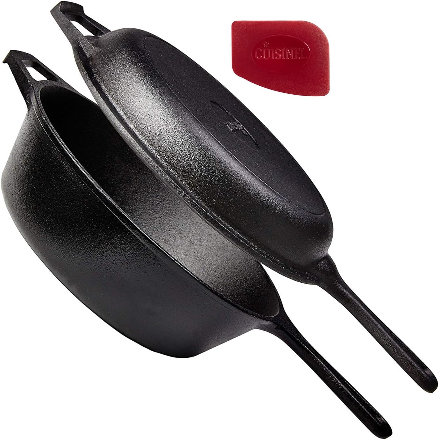Cuisinel Cast Iron Skillet with Lid - Versatile 2-In-1 Cooker