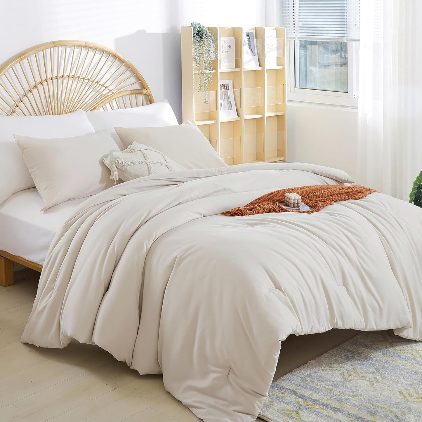 Weigelia Full Size Modern Beige Comforter Set for All Seasons