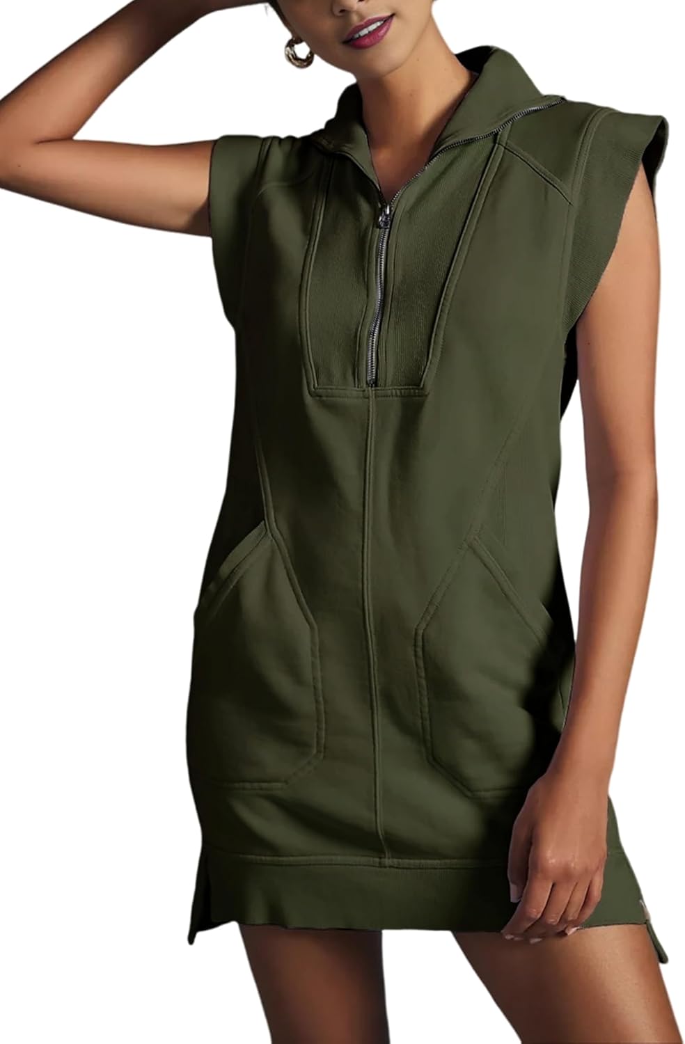 Qiaomai Womens Half Zip Sweatshirt Dress for Summer Style