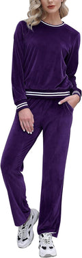 Women's Velour Sweatsuit Set 2-Piece Track Suit - Soft Lounge Wear