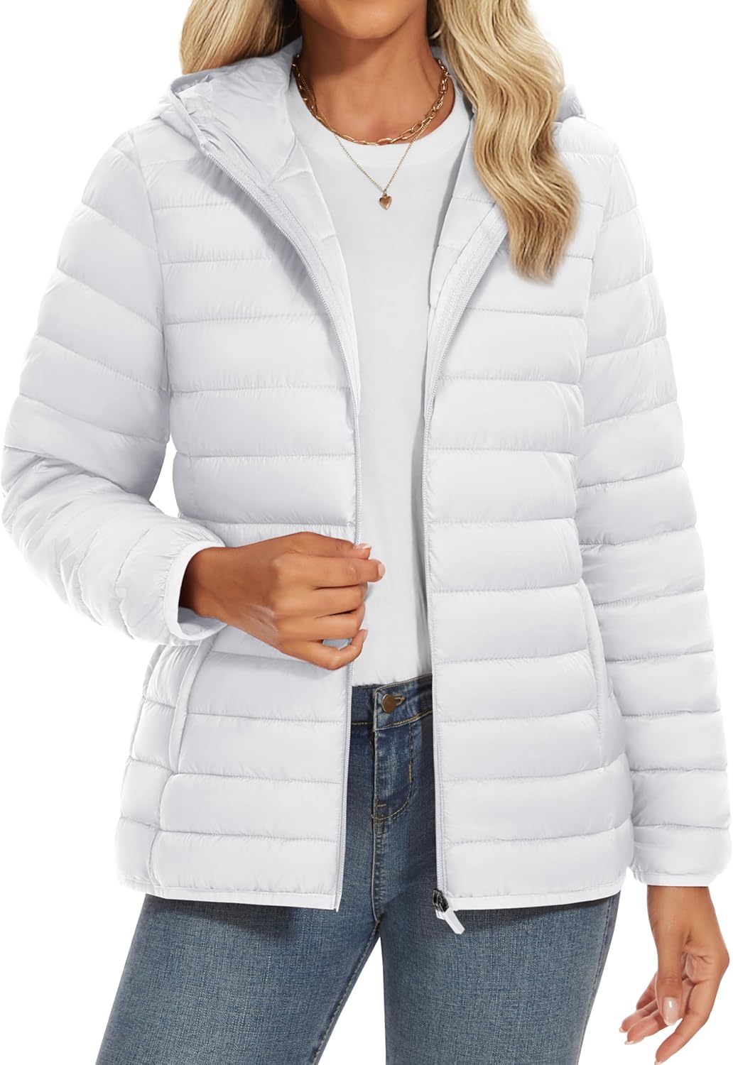 YUCOLEN Women's Lightweight Quilted Puffer Jacket with Hood