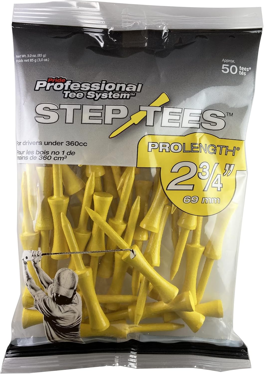 50 Yellow Step Tees, 2-3/4 inch: Precise Tee Height Control