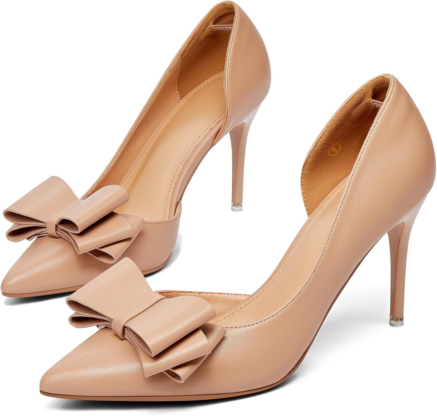 Womens Bow Heels Closed Pointed Toe Dress Shoes for Elegance