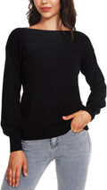 Women's Boat Neck Long Sleeve Sweaters for Casual Style