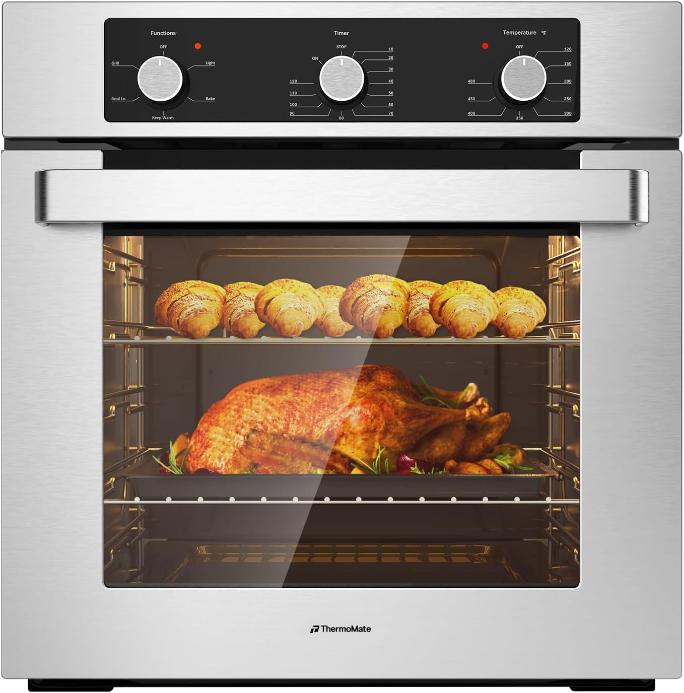 24 Inch Built-in Electric Wall Oven with 5 Cooking Functions