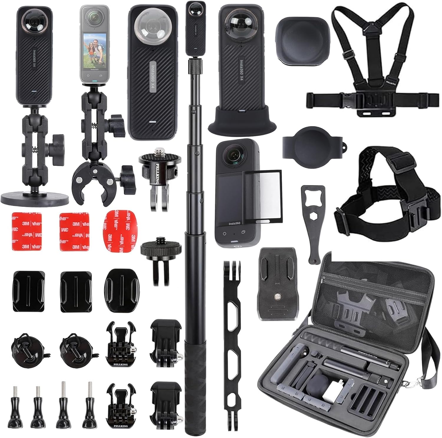 PellKing Accessories Kit for insta360 X4 - Complete Gear Set