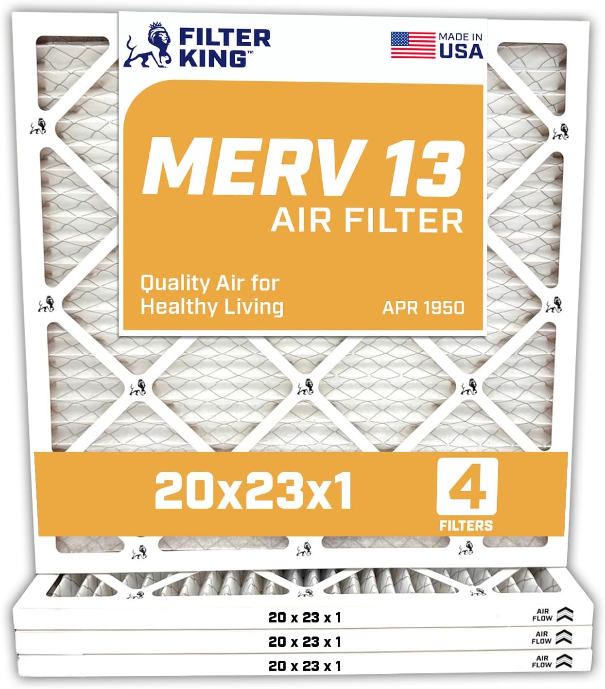 Filter King 20x23x1 Air Filter 4-Pack MERV 13 Quality Filters