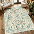 Floral Rug for Living Room Bedroom 3x5 ft - Soft Washable Low Pile