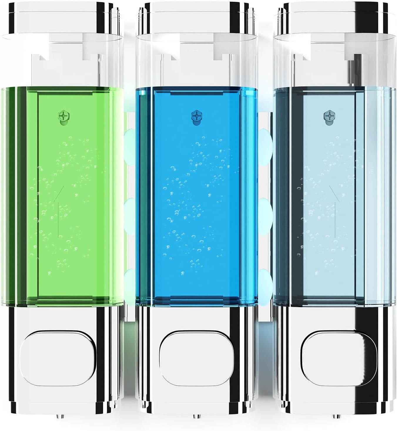 3-Chamber Shower Dispenser Set - Easy Refill, No Drip, 300ML Each
