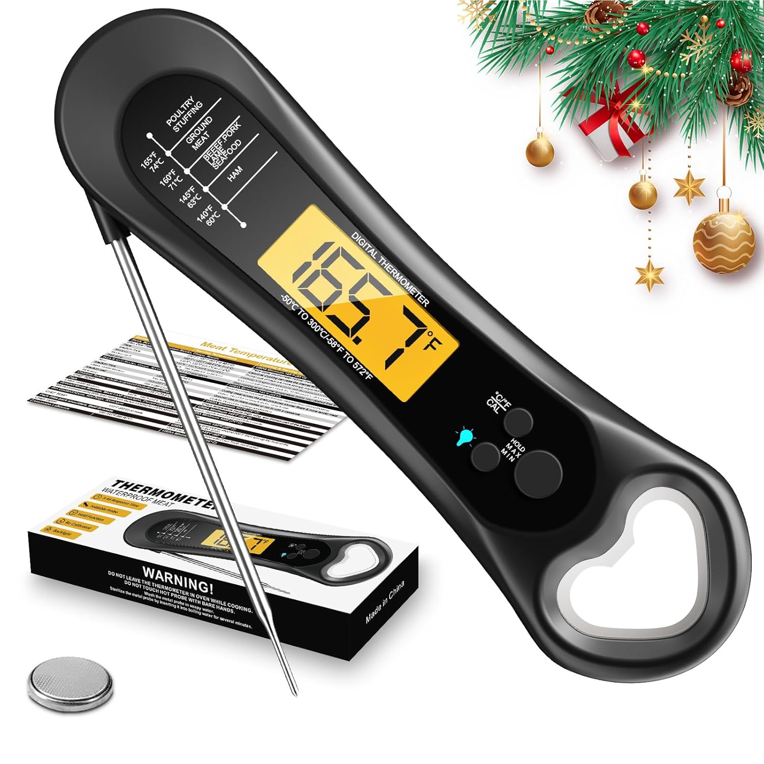 Biison Digital Meat Thermometer: Instant Read, 3-in-1 Tool!