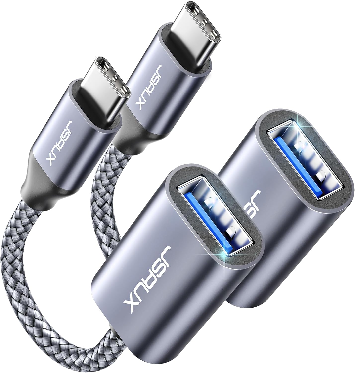 Fast Data Transfer: JSAUX USB C to USB Adapter [2 Pack]