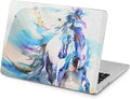 Hard Case Compatible for MacBook Pro 16 14 13 - Blue Watercolor Horse