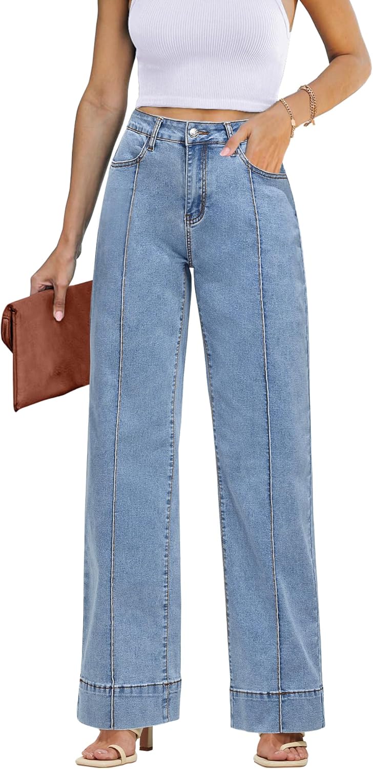 Luvamia Wide Leg Jeans for Women - Trendy High Waist Style