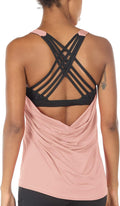 icyzone Women's Open Back Workout Yoga Tank Top - Built-In Support bra