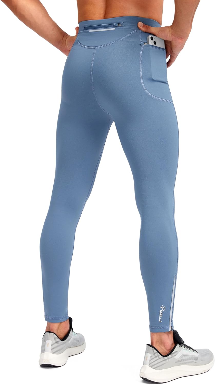 Pudolla Men's Thermal Running Tights for Cold Weather Activities