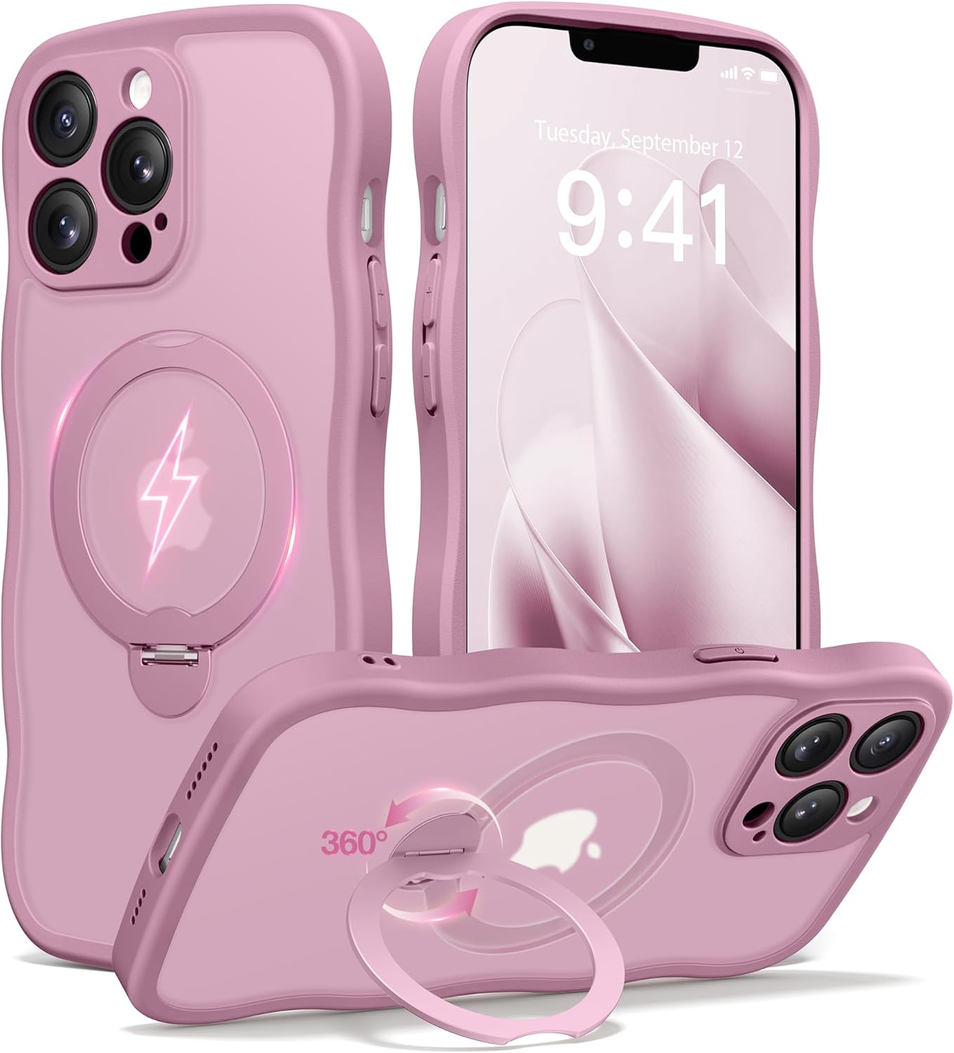 CAPRARO iPhone 13 Pro Max Case with 360 Spin Magnetic Stand
