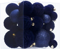 Velvet Christmas Ball Ornaments - Navy Blue 36pc Shatterproof Set