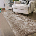 Latepis Brown Beige 2x5 Washable Small Rug - Fluffy Faux Sheepskin