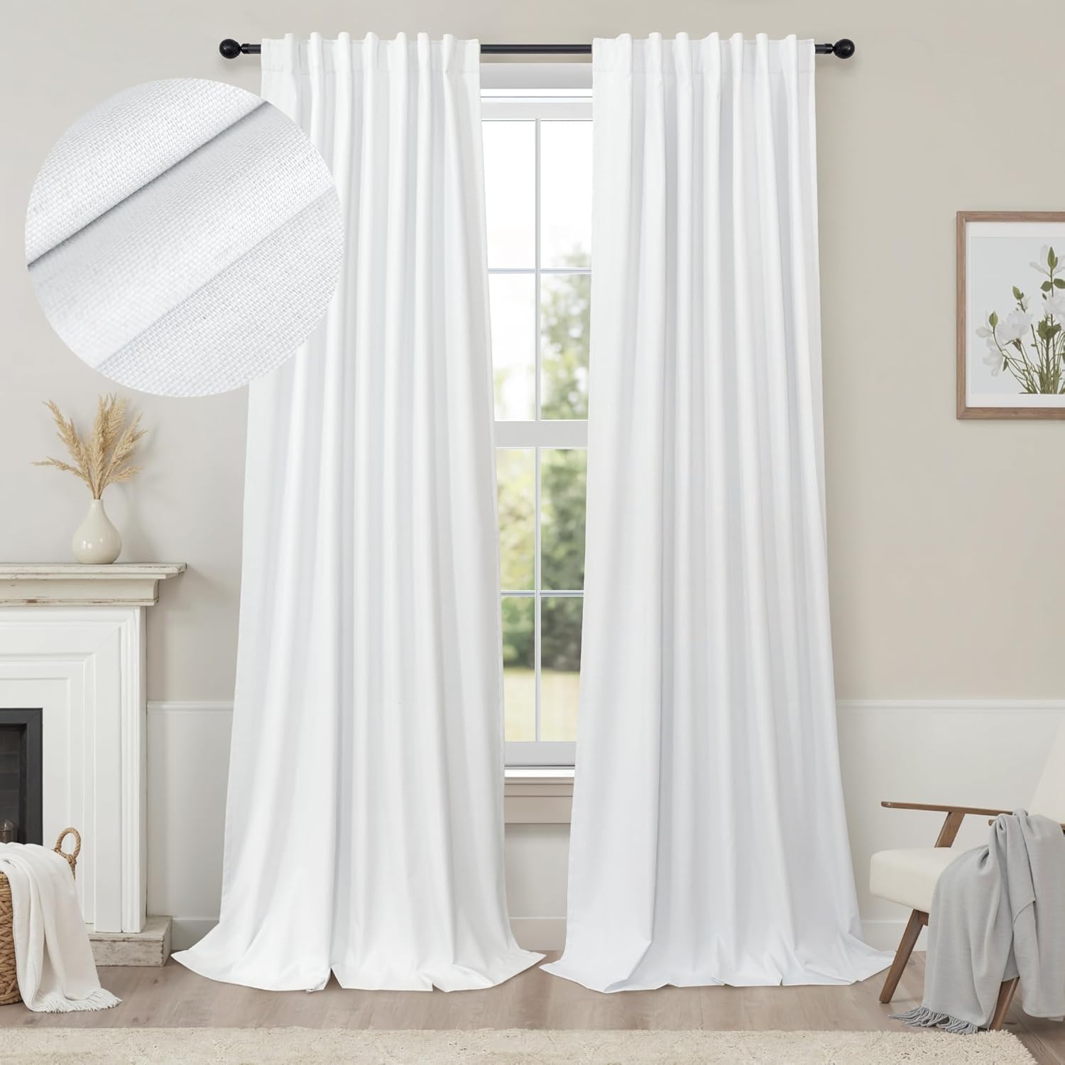 Sliding Glass Door Curtains 100% Blackout for Bedroom and Living Room