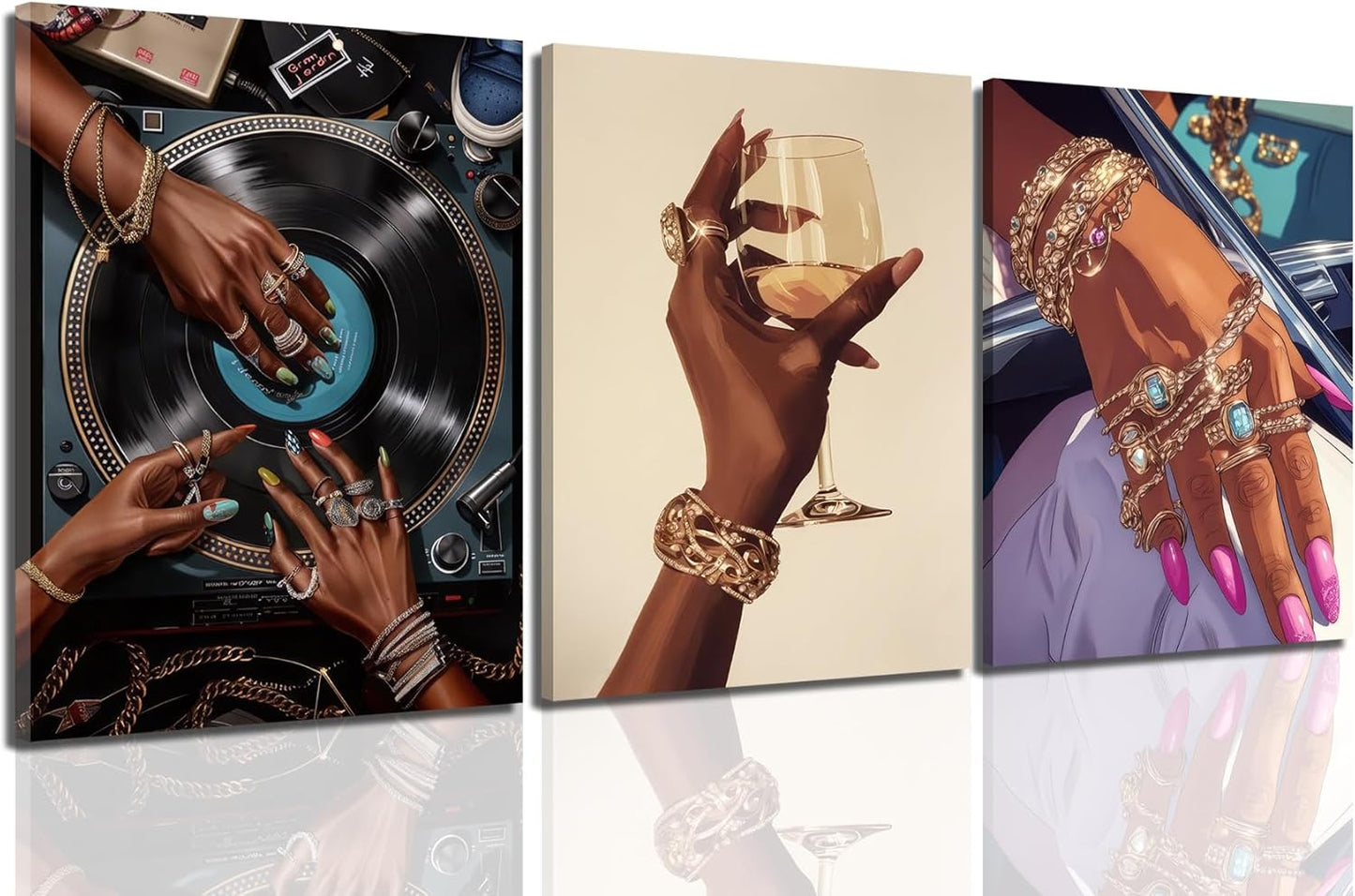 Trendy Black Woman Wall Art Set of 3 for Stylish Home Decor