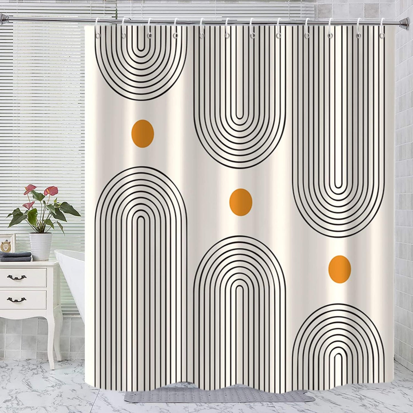 Waterproof Boho Shower Curtain Set - Modern Minimalist Design