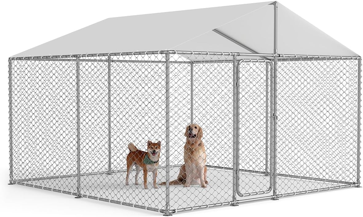 10x10 FT Heavy Duty Outdoor Dog Kennel with Waterproof Cover