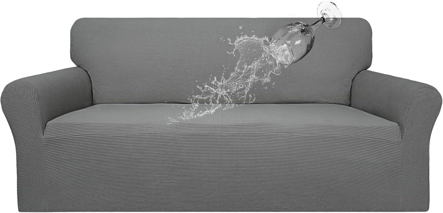 100% Waterproof Couch Cover for Pets and Kids, Grey Sofa Protector