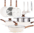 Sweetcrispy 17 Pcs Nonstick Pots and Pans Set - Lightweight Durable