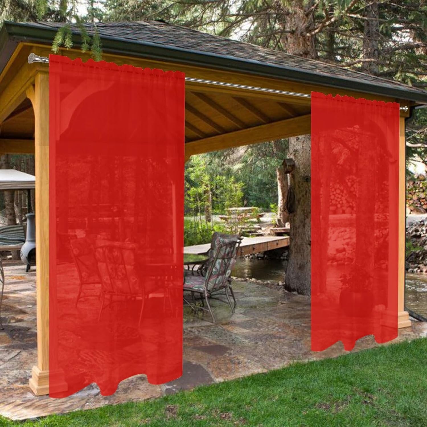 SpaceDresser Waterproof Outdoor Sheer Curtains for Patio Decor